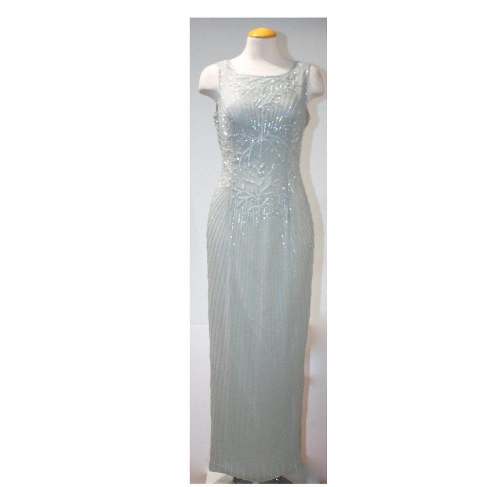ADRIANNA PAPÉLL GRAY SILK DRESS SIZE 8